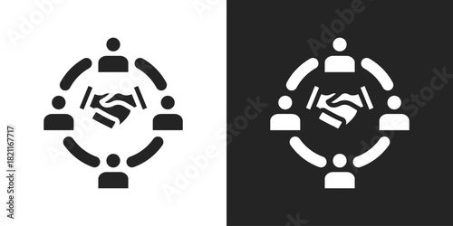 relationship building Icon In Black And White Glyph Style