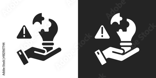 problem resolution Icon In Black And White Glyph Style