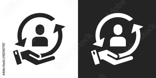 retention Icon In Black And White Glyph Style