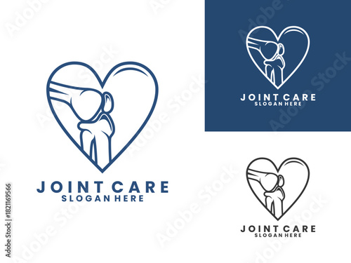 Bone with love in line art logo design vector template. Bone care logo design vector template