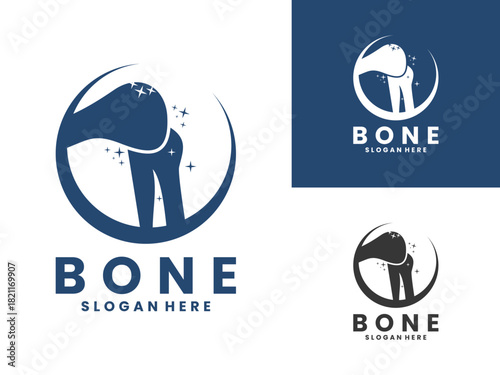 Bone with star clean logo design vector template. Clinic bone logo design vector