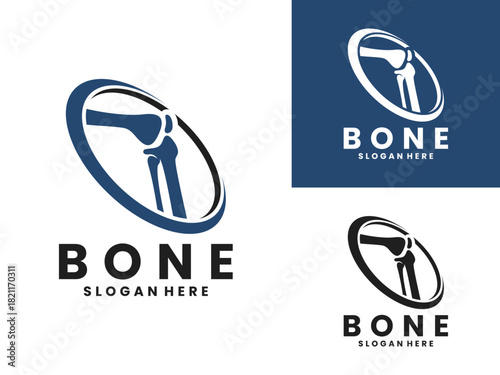 Bone with circle logo design vector template. Bone modern logo design icon
