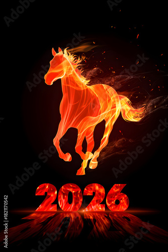 Fire horse of 2026 chinese new year running