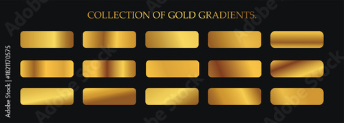 Gold gradients. Premium vector gold gradient styles. Golden squares collection. Golden background texture. Mega collection golden gradient materials. Vector. 