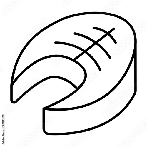 Fish fillet thin line icon, japanese food concept. Vector graphics. Slice of fish meat, seafood sign on white background, style icon mobile or web design.