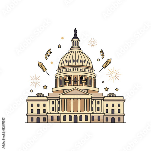 Happy new year 2026 celebration united states capitol vector