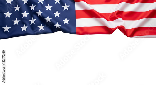 Waving American Flag with Stars and Stripes on Black Background