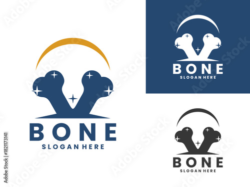Human bone logo design vector template. Bone logo design icon