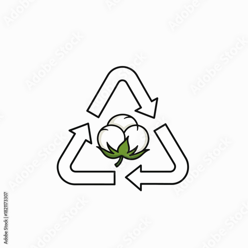Sustainable Cotton Recycling Symbol Eco-Friendly Material Reuse and Circular Economy Concept