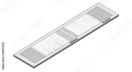 Isometric view of a rectangular architectural model, showing detailed structural elements.