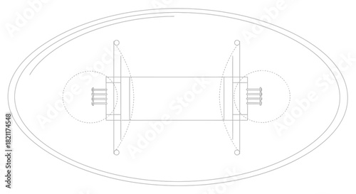 A schematic drawing of a light fixture, showing internal components.