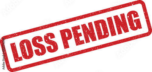 Grungy distressed rubber stamp vector illustration displaying LOSS PENDING message for provisional status updates or future financial forecasts