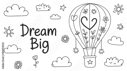 Whimsical hot air balloon with a bright star perfect for children s themes and creative projects