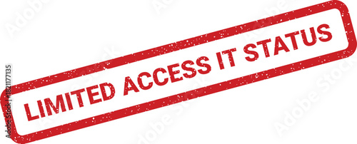 Grungy rectangular stamp displaying restricted information technology status, essential for reporting system security or network conditions