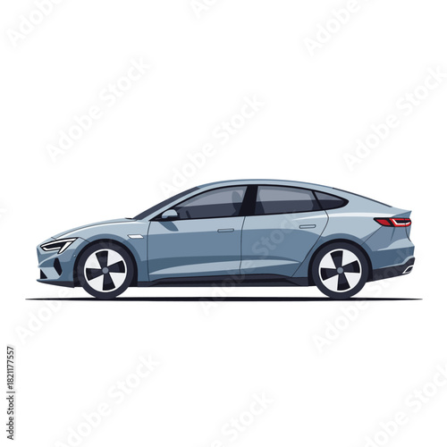 Sleek Blue Electric Sedan Modern Transportation Illustration