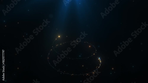 Cinematic Christmas Tree Animation with Light Trails and Falling Snow Particles