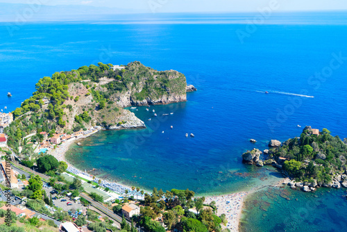 Fototapeta Naklejka Na Ścianę i Meble -  Taormina beach and Isola Bela at summer, Sicily Italy