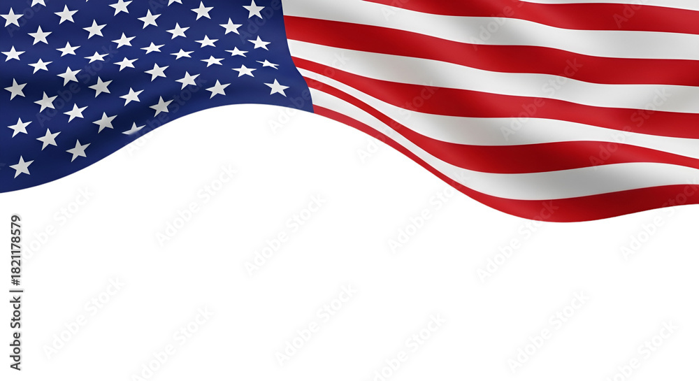 Obraz premium Waving American Flag with Stars and Stripes on Black Background