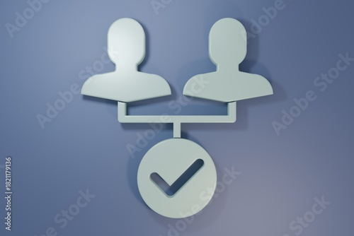 Grey Project team base icon isolated on purple-blue background. Business analysis and planning, consulting, team work, project management. Minimalism concept. 3D render illustration