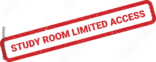 Grungy rectangular stamp impression clearly displaying text indicating limited access to a study room facility