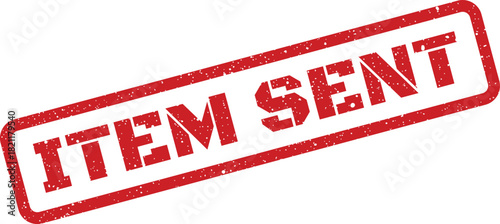 Grungy rectangular stamp prominently featuring the words ITEM SENT with distressed texture for dispatch confirmation