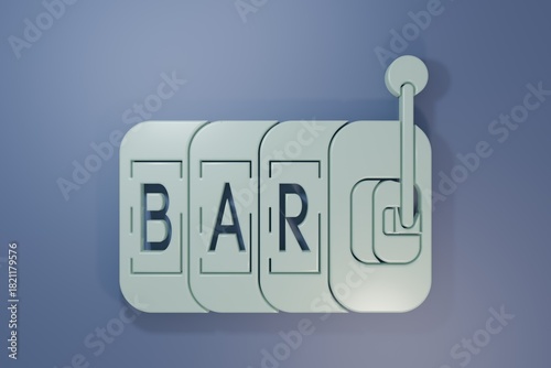 Grey Slot machine icon isolated on purple-blue background. Minimalism concept. 3D render illustration