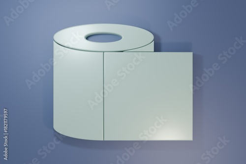 Grey Toilet paper roll icon isolated on purple-blue background. Minimalism concept. 3D render illustration