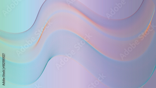 Abstract fluid design with flowing multicolored lines on pastel background