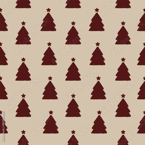 seamless stylish christams pattern with xmas tree. vector seamless print in minimalistic style