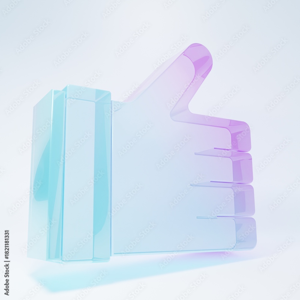Obraz premium Frosted glass Hand like icon isolated on white background. Minimalism concept. 3D render illustration