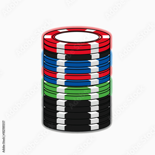 A Stack of Colorful Casino Gambling Chips Used in Popular Card Games