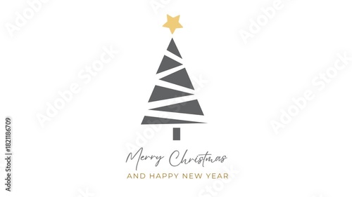 Christmas tree with the inscription Merry Christmas and happy new year.