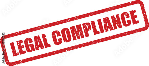 Official legal compliance rubber stamp design with a textured appearance for indicating regulatory adherence and standards