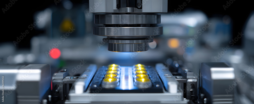 Fototapeta premium Automated inspection machine evaluates items to ensure quality control standards are met
