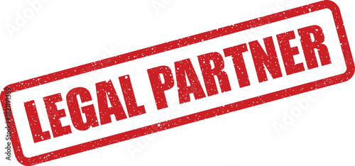 Official red grunge rubber stamp designating a recognized legal partner within a professional business agreement or venture