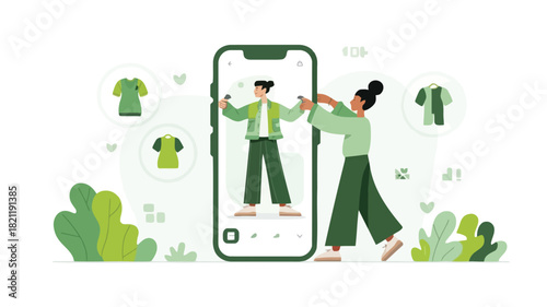 A person is shown customizing their digital avatar adjusting measurements and appearance in a virtual environment suitable for online gaming or metaverse platforms