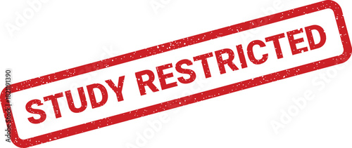 Official red grunge rubber stamp featuring the words study restricted in bold uppercase font, indicating limited access or controlled content