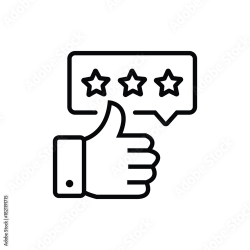 Thumbs Up and Star Rating Review Icon – Clean Outline Feedback Symbol