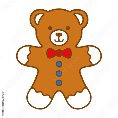 Dibujo sencillo con líneas de osito de pan de jengibre simpático para tarjetas y felicitaciones de Navidad