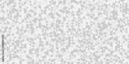 Abstract low polygon cubic white and gray vector poly triangle texture geometric pattern composed of triangular. geometric wall tile and metal cube background triangle wallpaper design.	
