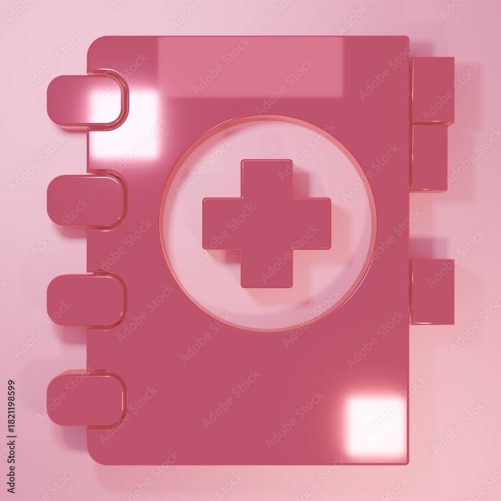 Fototapeta premium Pink Medical clipboard with clinical record icon isolated on pink background. Prescription, medical check marks report. Minimalism concept. 3D render illustration