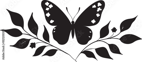 A black butterfly vector illustration showing a beautiful insect silhouette with tropical wings for your design set