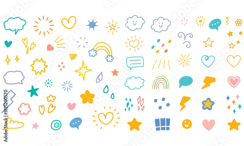 Colorful Doodle Shapes Clipart – Hand‑Drawn Stars & Hearts