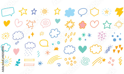 Colorful Doodle Shapes Clipart – Hand‑Drawn Stars & Hearts