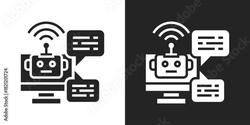 Chatbot Icon In Black And White Glyph Style