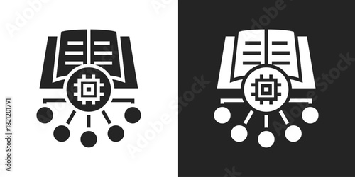 Machine Learning Icon In Black And White Glyph Style
