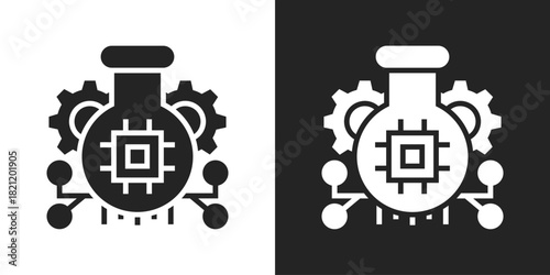Science Icon In Black And White Glyph Style