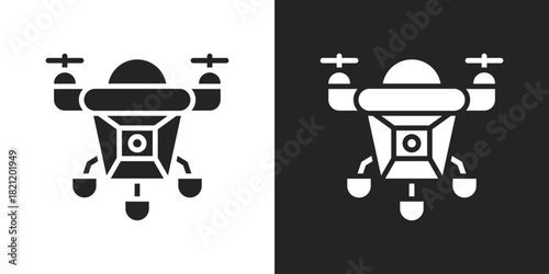 Drone Icon In Black And White Glyph Style