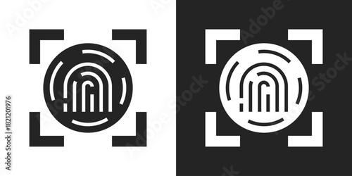 Fingerprint Icon In Black And White Glyph Style