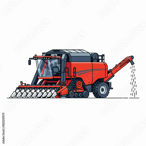 Agricultural Harvester Machine Working in a Field Gathering Crops During Harvest Season